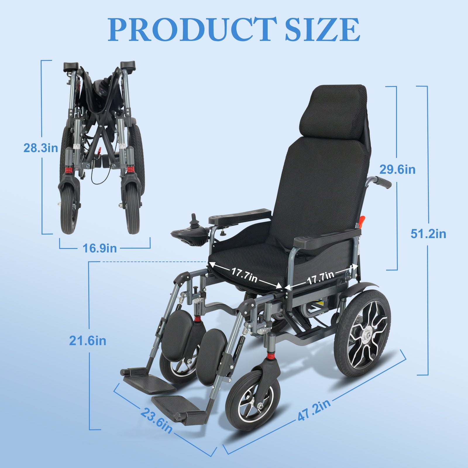 25 Mile Range Adult Power Wheelchair, All Terrain, Lithium Battery