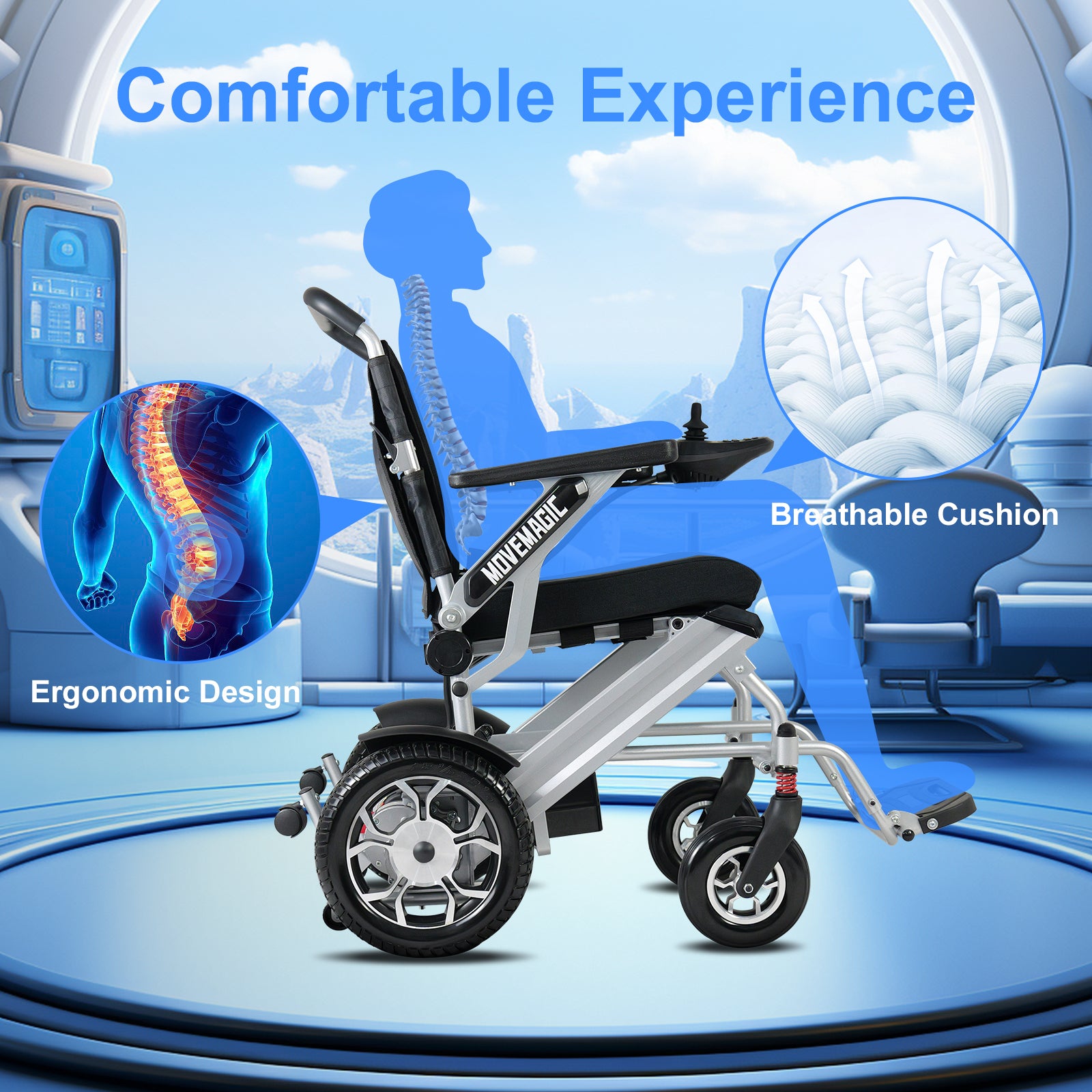 25 Mile Range Adult Power Wheelchair, All Terrain, Lithium Battery