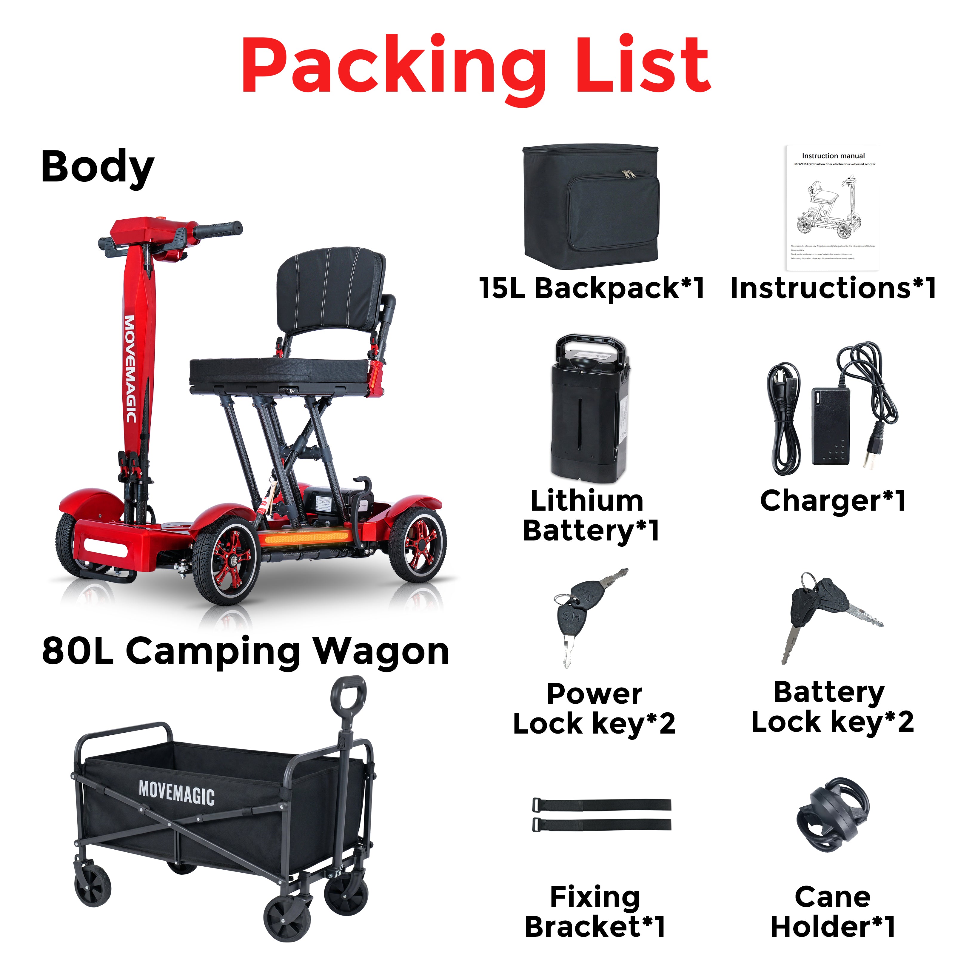 MOVEMAGIC 100% carbon fiber mobile scooter -38 pounds lightweight and foldable, approved for aviation and cruise ships, 288WH battery, 350W silent brushless motor