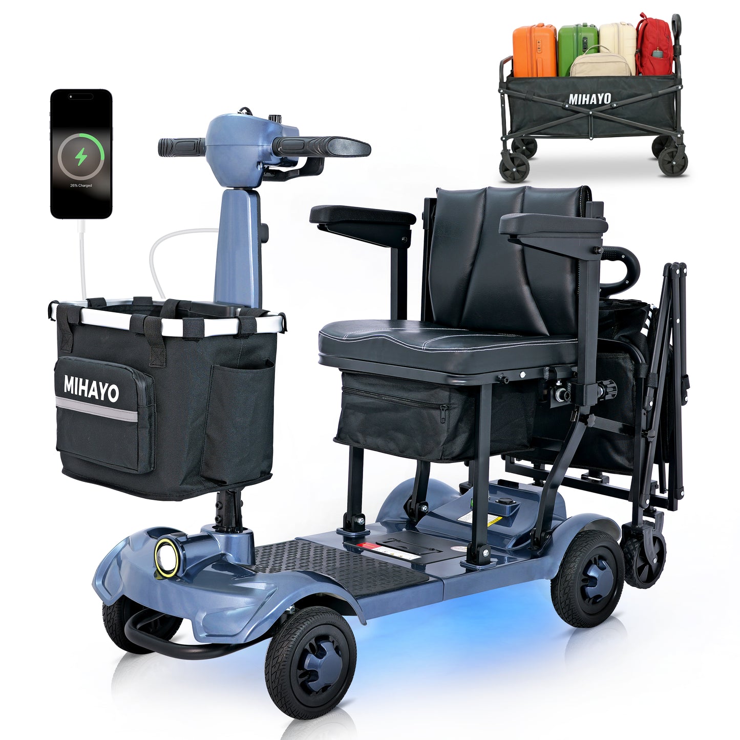 C2 Foldable Mobility Scooter with 112L Total Storage - FAA Approved, 24 Mile Range