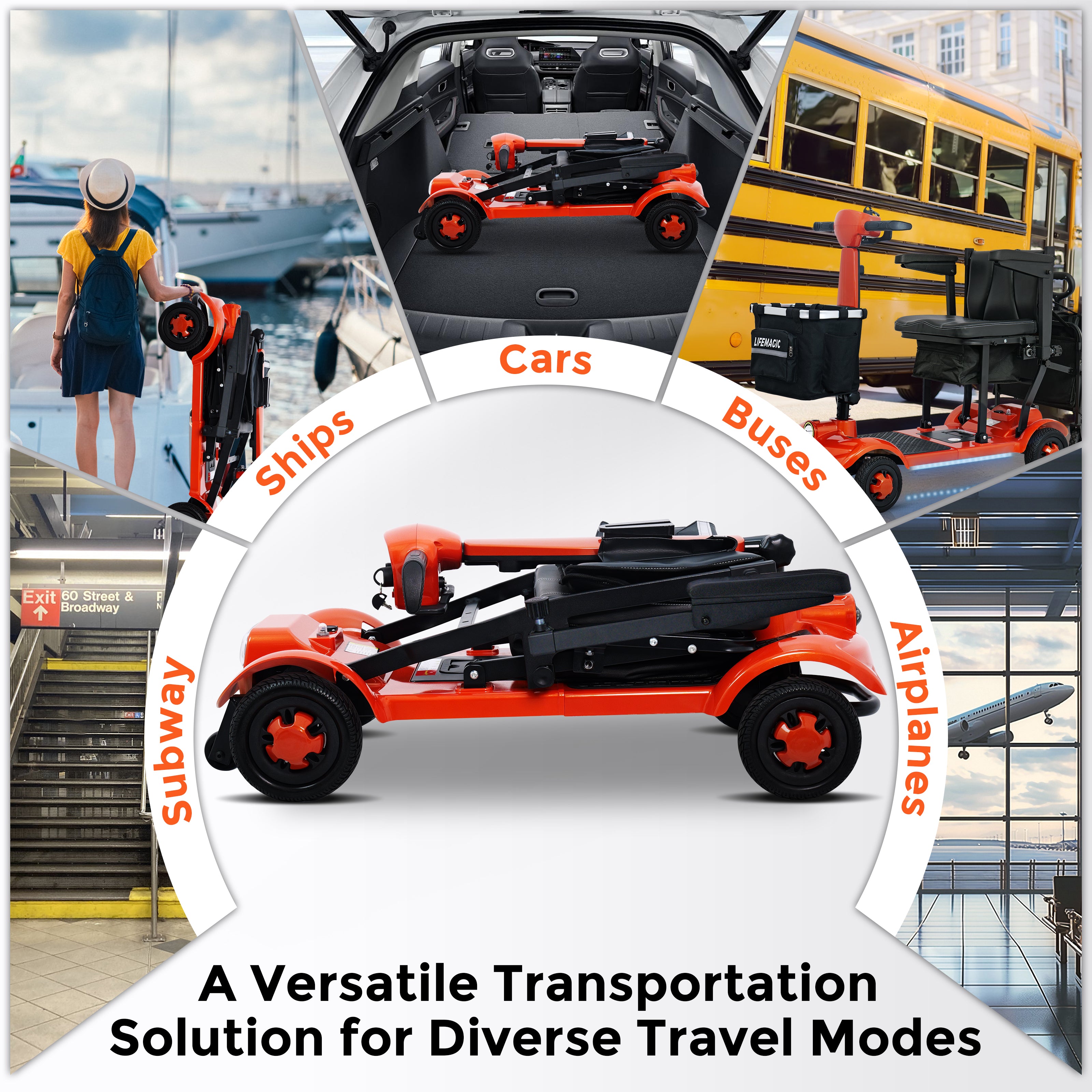 LIFEMAGIC Foldable Mobility Scooter with 112L Total Storage - FAA