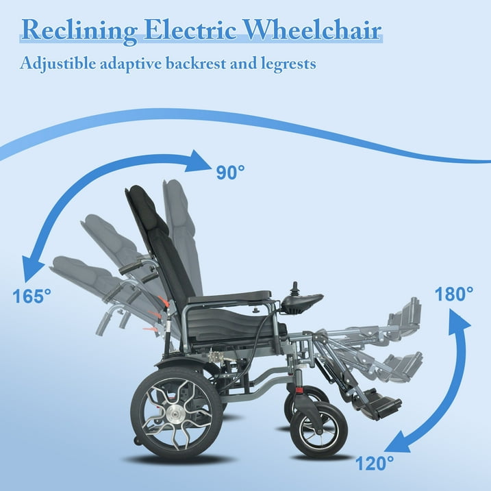 Lightweight Folding Adult Reclining Power Wheelchair 25 Mile Range