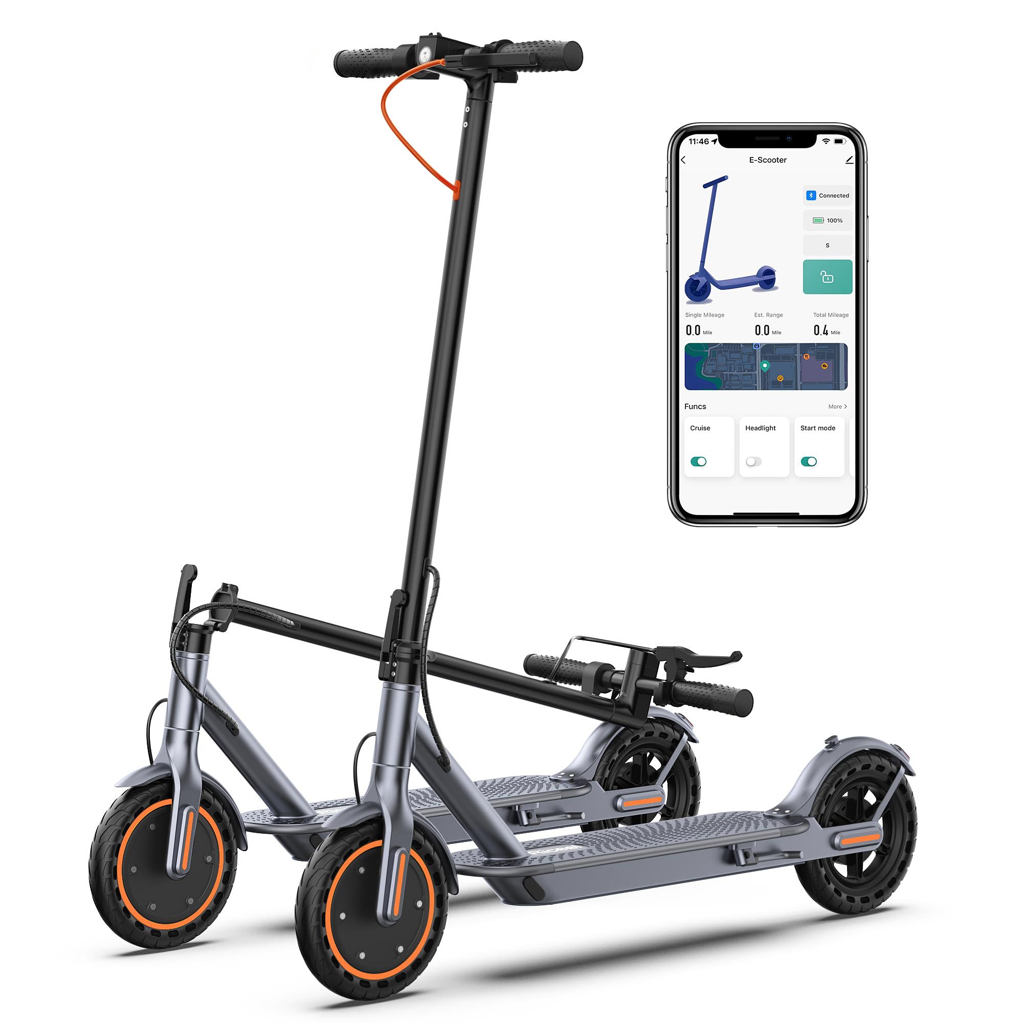 Electric Scooter, 350W Motor, 8.5'' Solid Tire, Max 21-23 Miles Range, Dual Braking