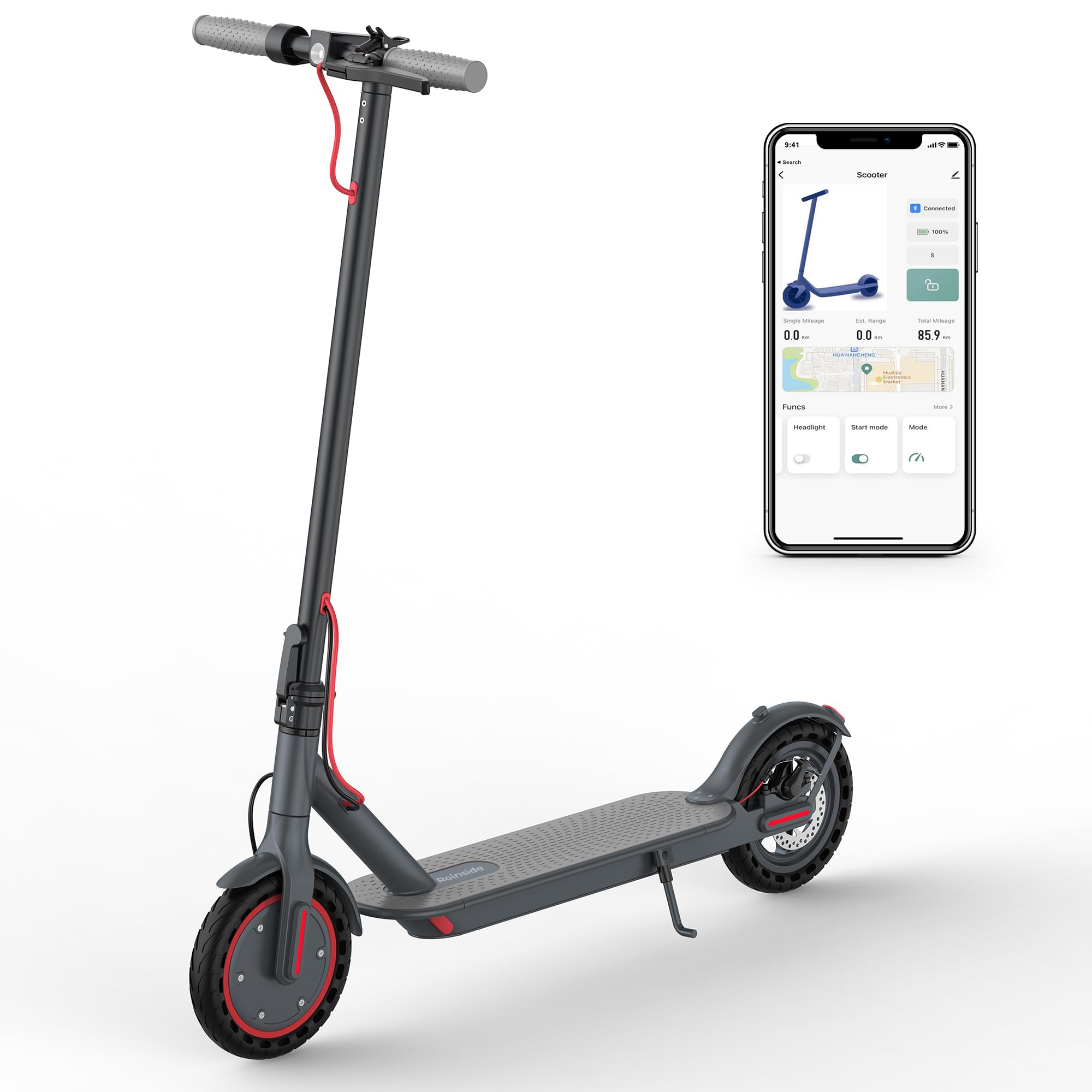 Electric scooter 8.5-inch solid tires, 350-watt motor, 21-mile range