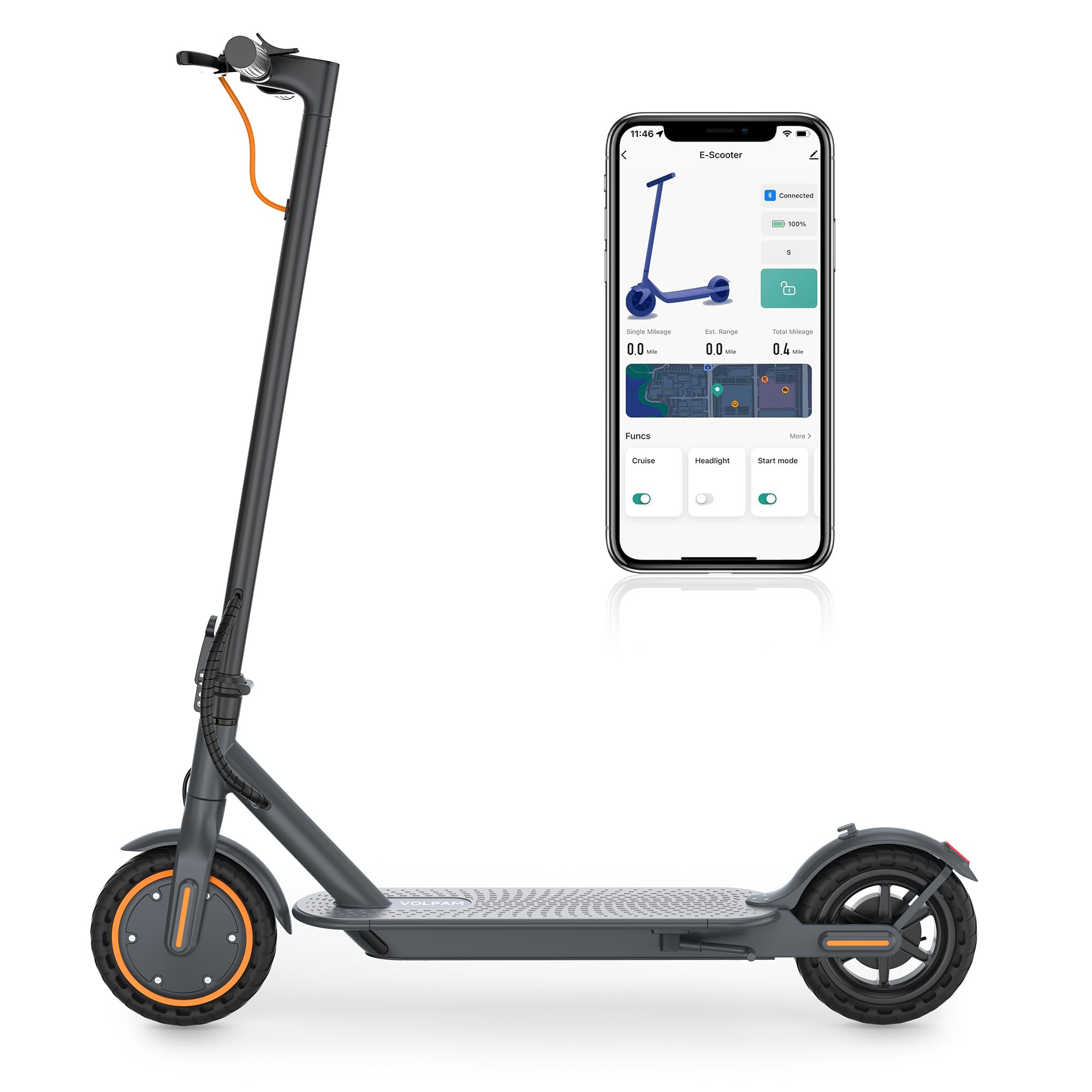 Electric Scooter, 350W Motor, 8.5'' Solid Tire, Max 21-23 Miles Range, Dual Braking