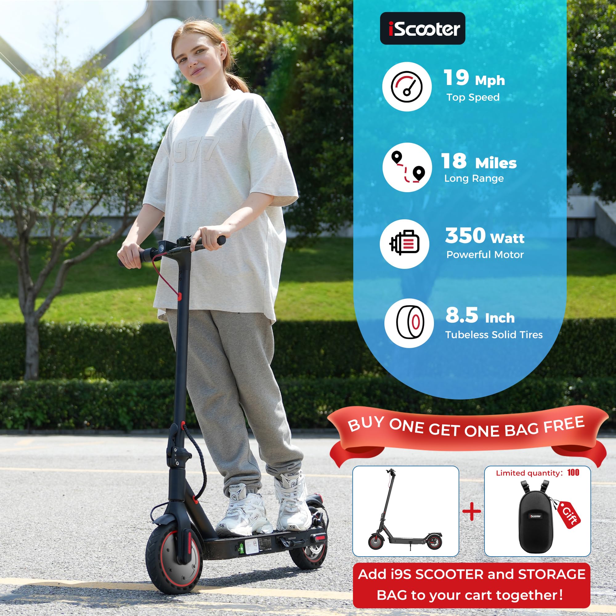 Electric Scooter, 25/22/18 Miles Range, 25/19/15.6 MPH Top Speed, 800W/500W/350W Foldable Commuting Electric Scooter with Double Braking Systems and APP for Adults and Teens