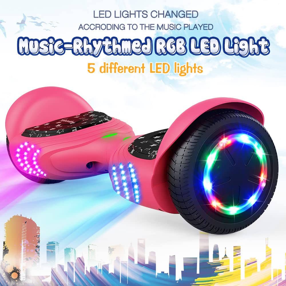 Hoverboard with Speaker and Colorful LED Lights Self-Balancing Scooter 6.5" Wheel