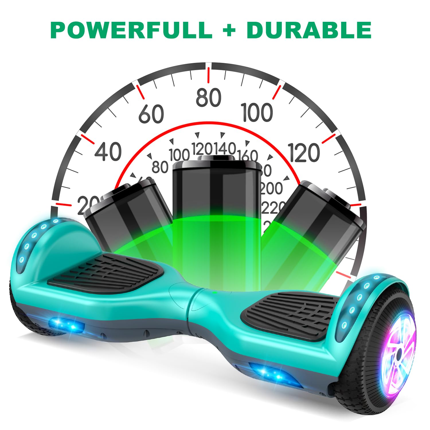 MOVEMAGIC Hoverboard for Kids, Upgraded Hoverboard Bluetooth Speakers & LED Light- 6.5" Tires Dual Powerful Motor Hoverboards All Road - Large Battery Hover Board UL2272 Certified Great Gift- Blue