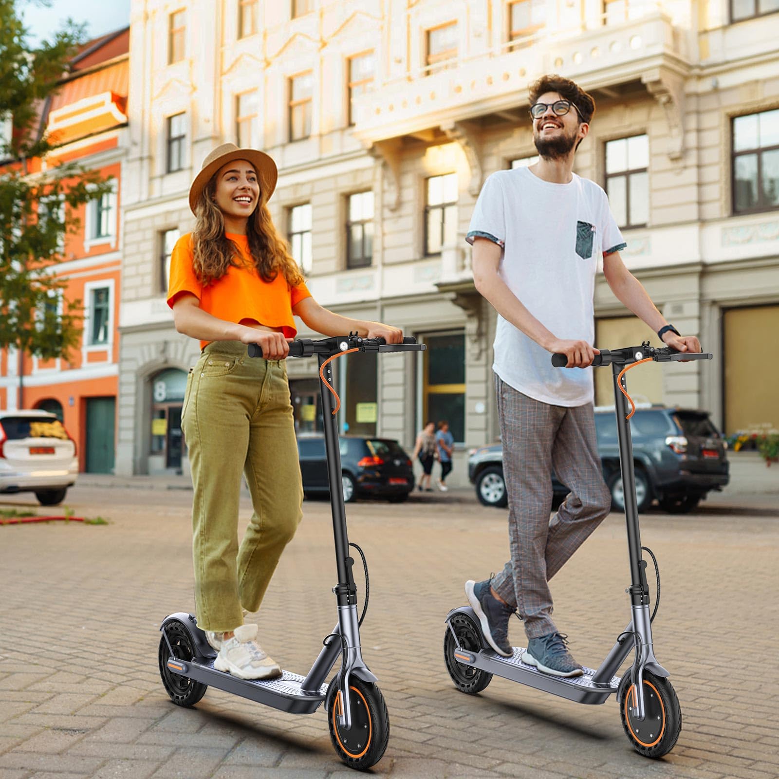 Electric Scooter, 350W Motor, 8.5'' Solid Tire, Max 21-23 Miles Range, Dual Braking