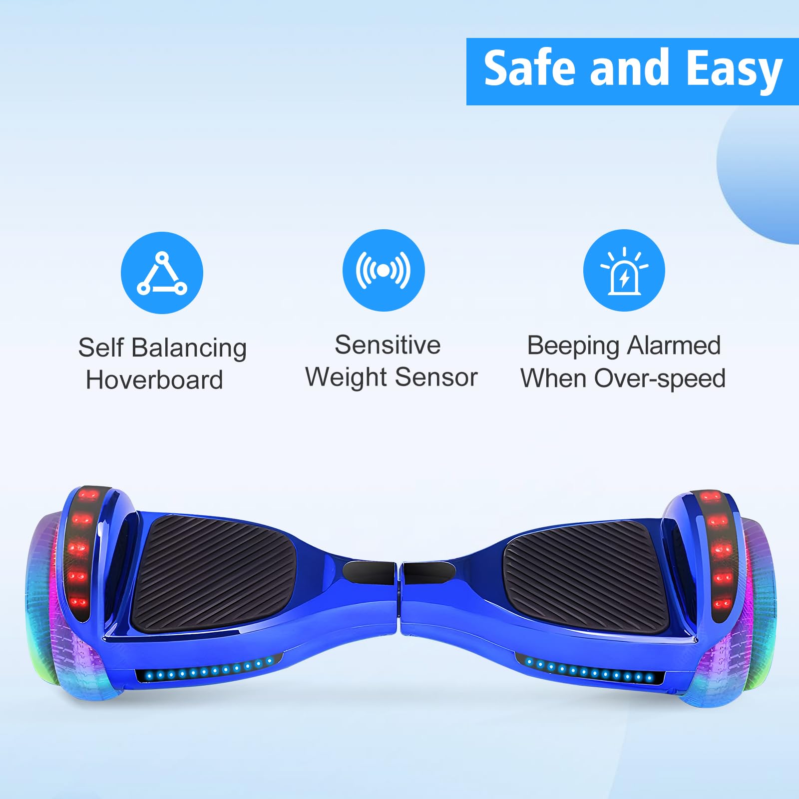 Hoverboard for Kids Ages 6-12, 6.5" Two Wheel Hover Board with LED Lights