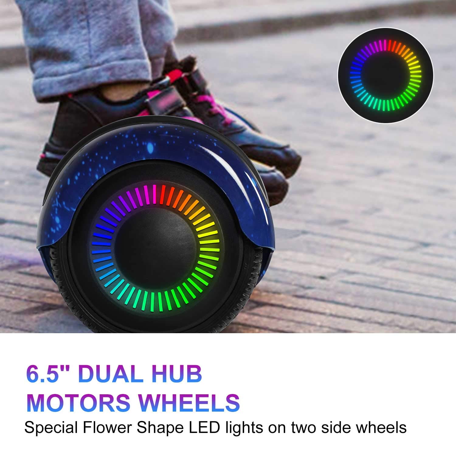 movemagic Hoverboard for Kids Ages 6-12, with Built-in Bluetooth Speaker and 6.5" Colorful Lights Wheels, Safety Certified Self Balancing Scooter Gift for Kids