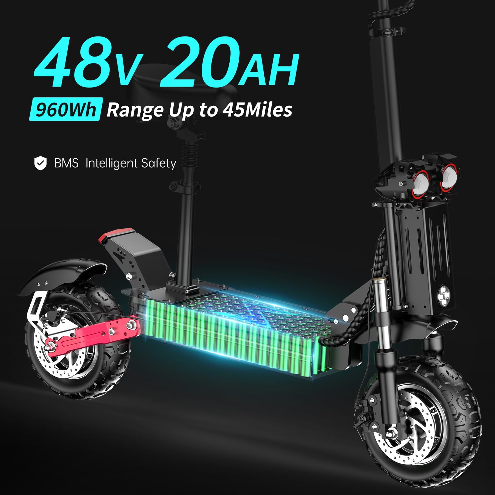 Electric Scooter for Adults 5600W Dual Motor, Up to 50MPH,Battery Range to 45Miles ,11" Off Road Tires