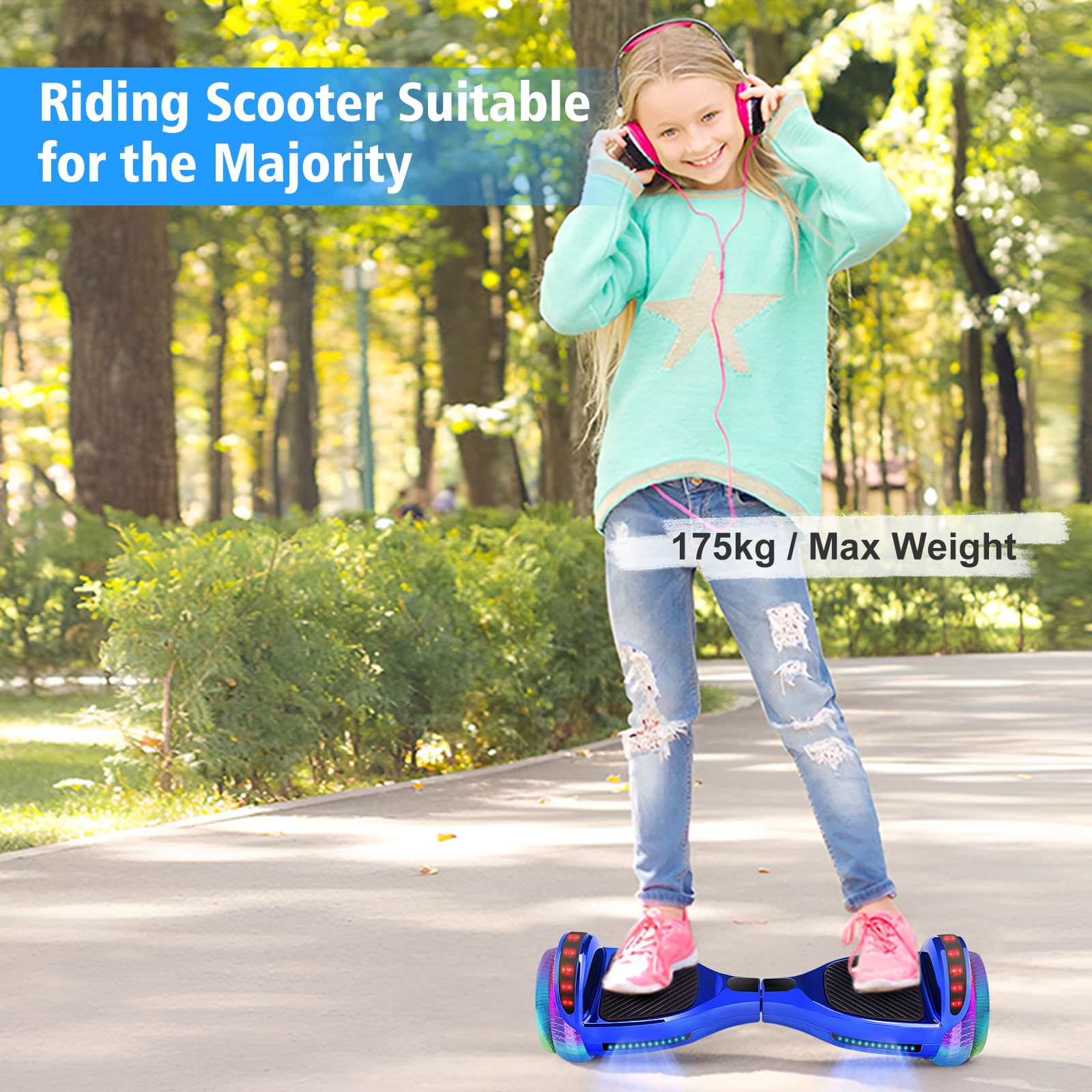 Hoverboard for Kids Ages 6-12, 6.5" Two Wheel Hover Board with LED Lights