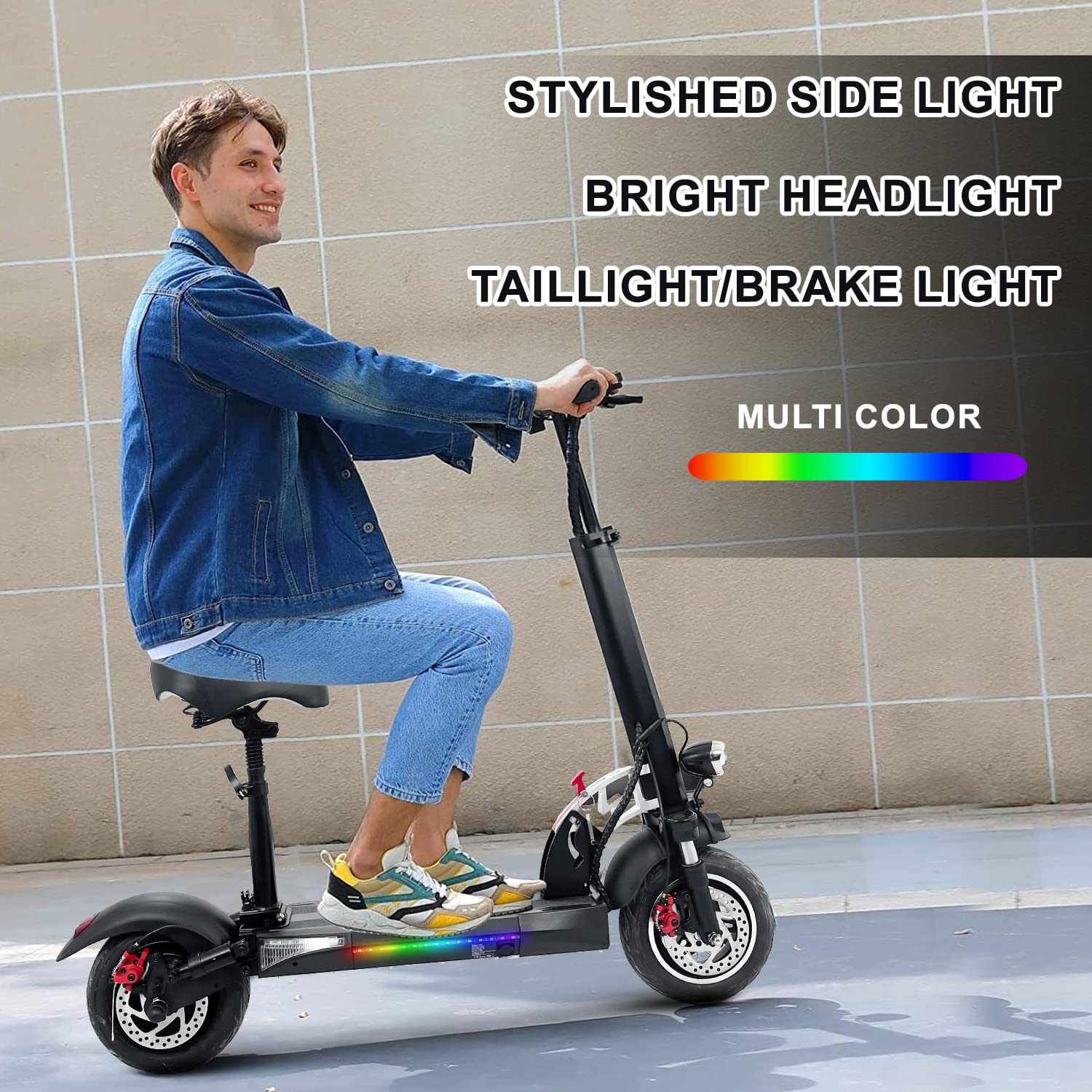 Electric Scooter Adults with Seat, 800W Motor up to 28 Mph & 35 Miles Long-Range, 10" Pneumatic Tire