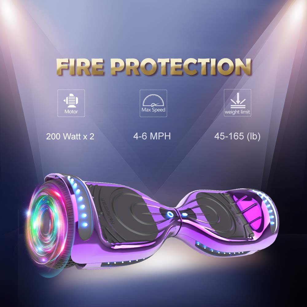 MOVEMAGIC Hoverboard for Kids Ages 6-12, with Built-in Bluetooth Speaker and 6.5" Colorful Lights Wheels, Safety Certified Self Balancing Scooter Gift for Kids