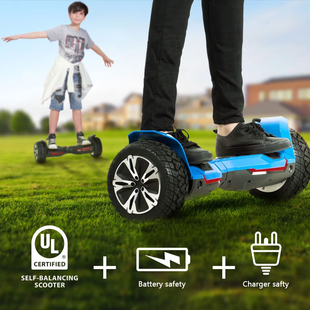 MOVEMAGIC 8.5 inch All Terrain Off Road Hoverboard with Bluetooth Speakers and LED Lights, UL2272 Certified Self Balancing Scooter