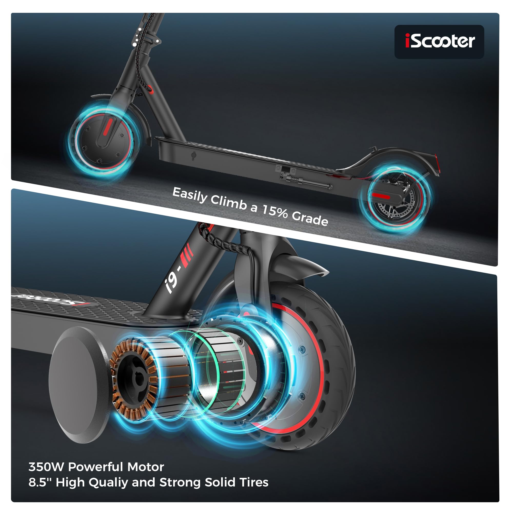 Electric Scooter, 25/22/18 Miles Range, 25/19/15.6 MPH Top Speed, 800W/500W/350W Foldable Commuting Electric Scooter with Double Braking Systems and APP for Adults and Teens