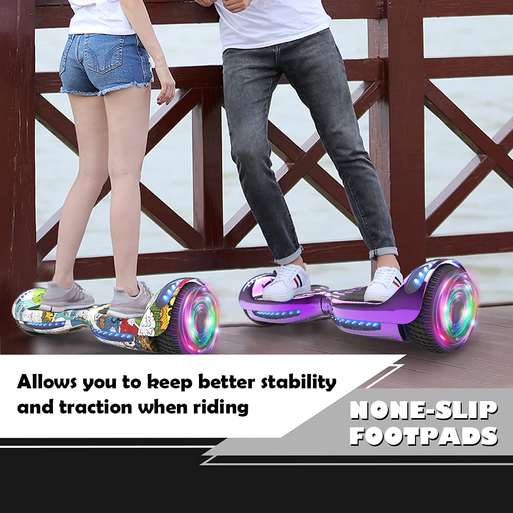 MOVEMAGIC Hoverboard for Kids Ages 6-12, with Built-in Bluetooth Speaker and 6.5" Colorful Lights Wheels, Safety Certified Self Balancing Scooter Gift for Kids