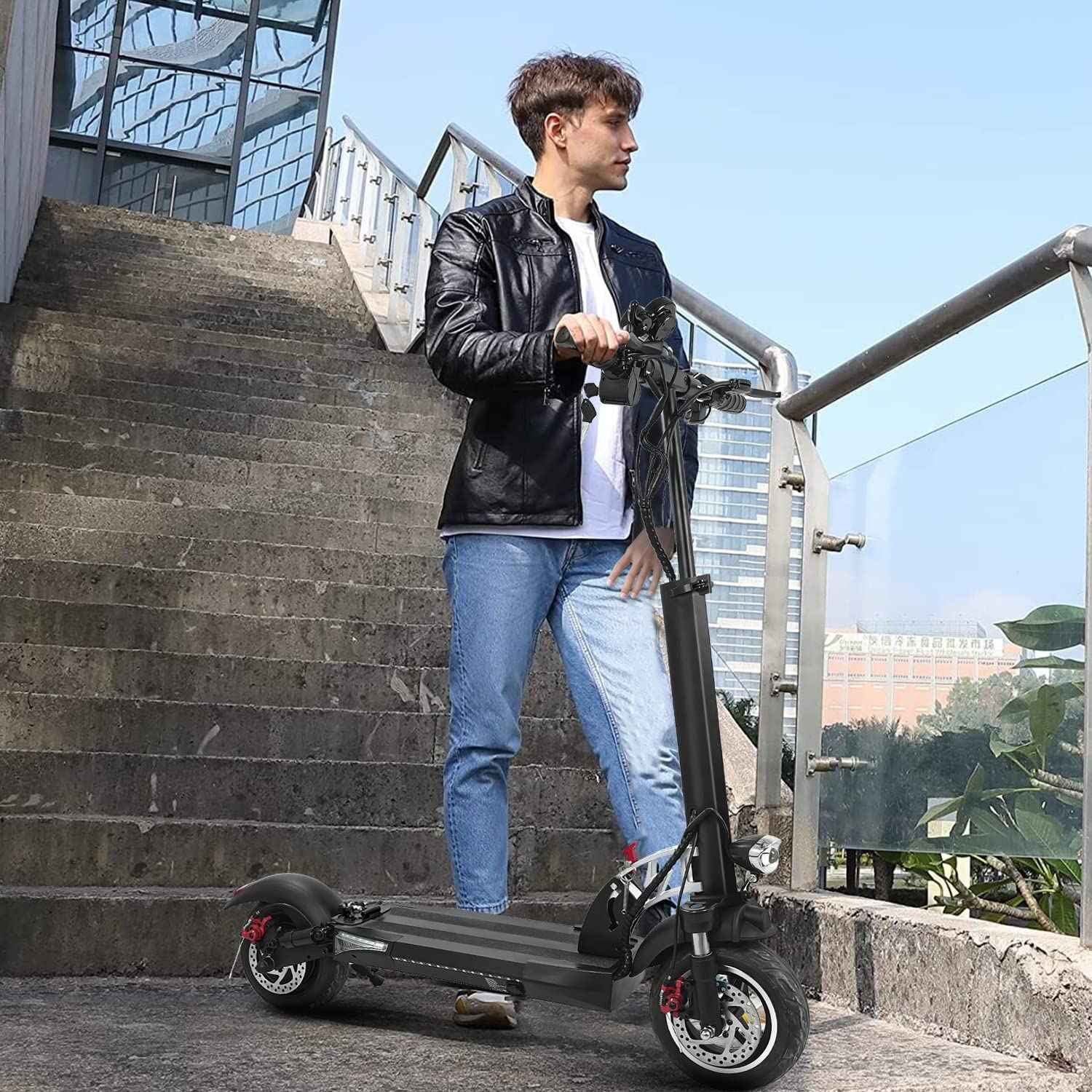 Electric Scooter Adults with Seat, 800W Motor up to 28 Mph & 35 Miles Long-Range, 10" Pneumatic Tire