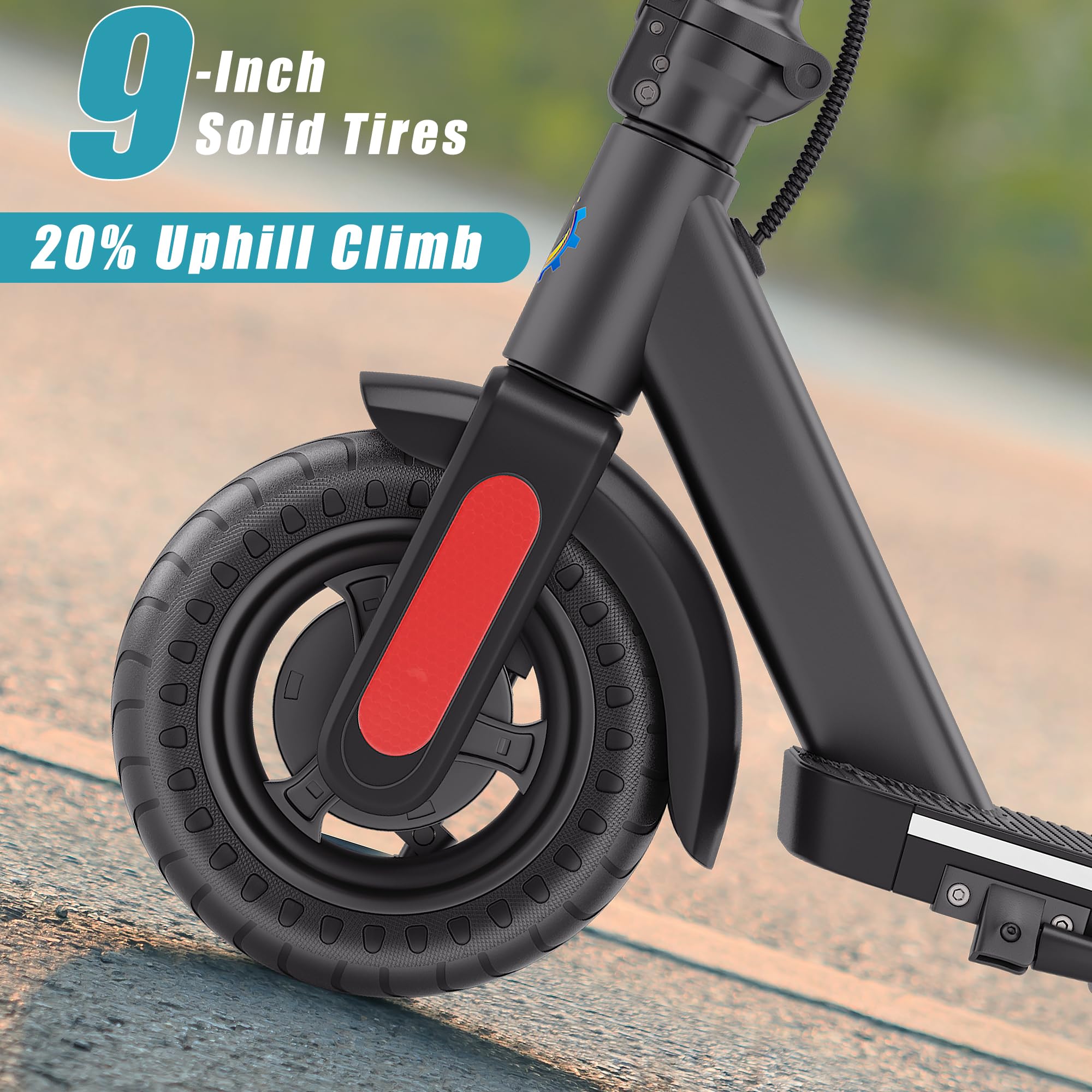 Electric Scooter, 20-25 Miles Range & 20 MPH Speed, 500W Cruise Control, 9/10" Solid Tires