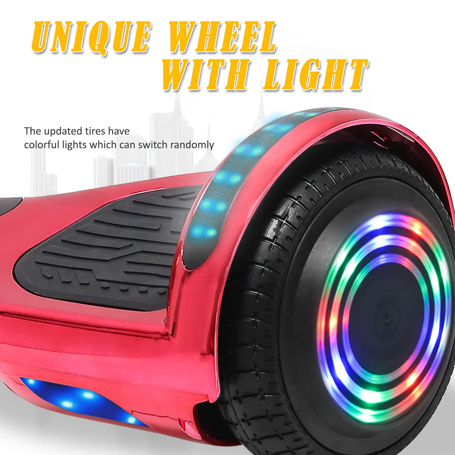 Electric Hoverboard Scooter with 6.5” Wheels Bluetooth Speaker LED Lights,QY-ET2