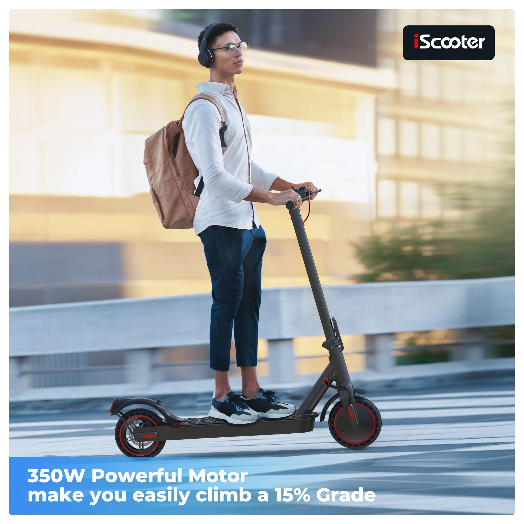 Electric Scooter, 25/22/18 Miles Range, 25/19/15.6 MPH Top Speed, 800W/500W/350W Foldable Commuting Electric Scooter with Double Braking Systems and APP for Adults and Teens