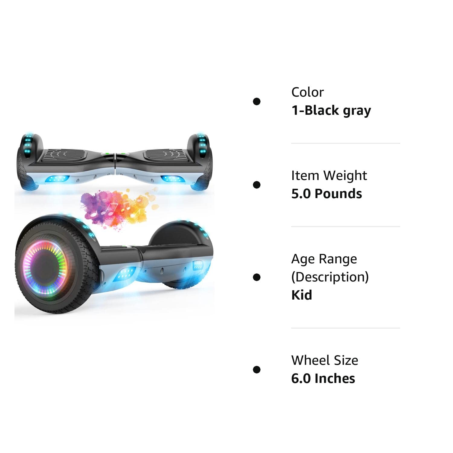 MOVEMAGIC Hoverboard,Self-Balancing Hoverboard with Bluetooth and LED Lights for Kids Ages 6-12